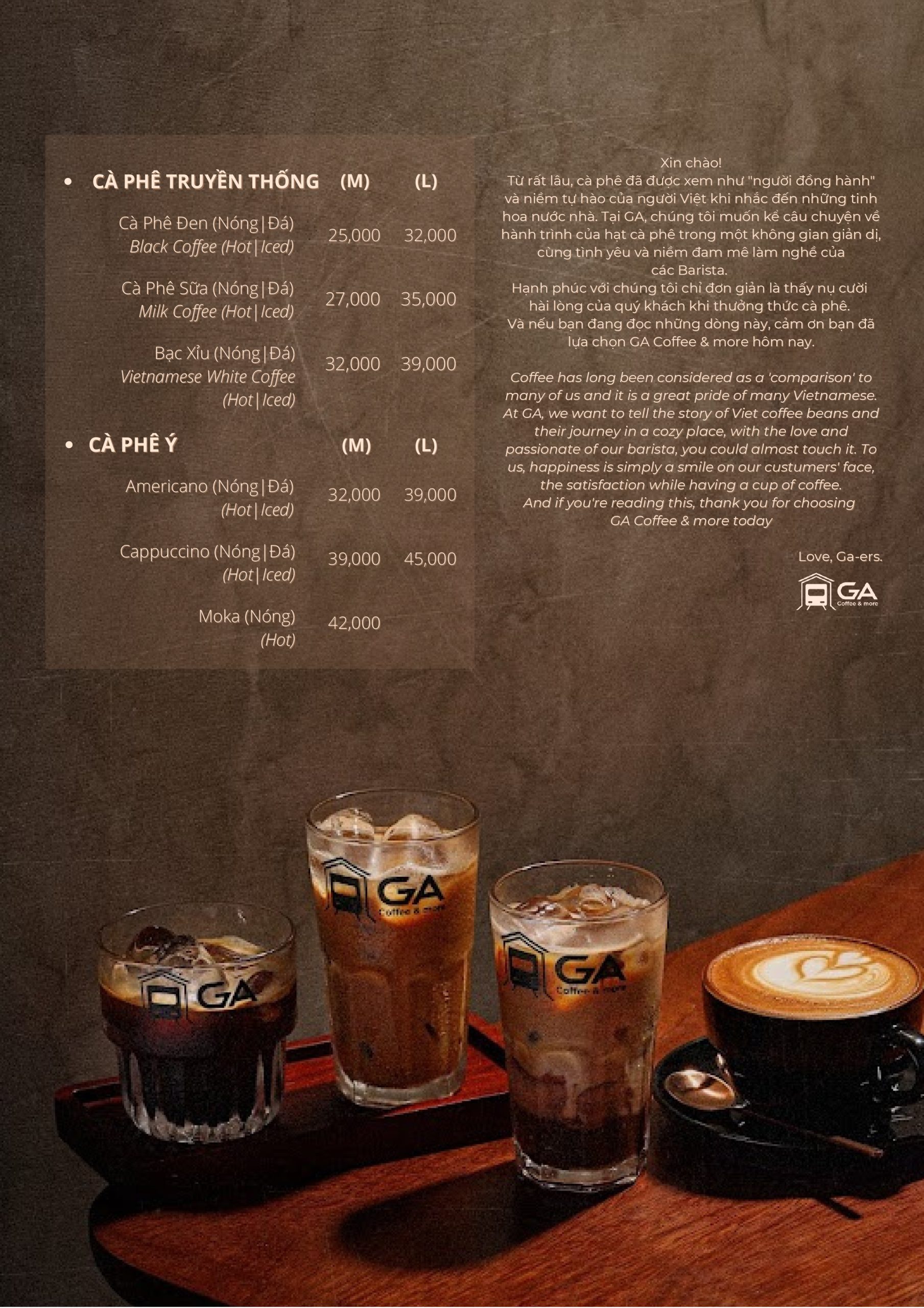 Menu GA Coffee & more, GA Concept Gacoffee